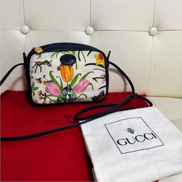 Gucci Floral Crossbody Bag - Navy and Multicolor - Picture 2 of 16